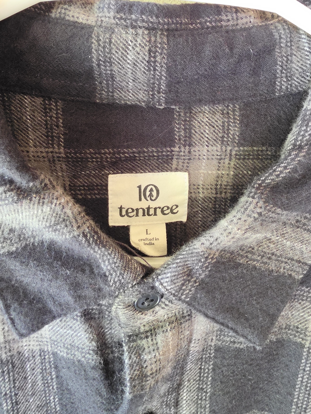 TenTree Gray and White Plaid Button-Up Shirt - Picture 2 of 2
